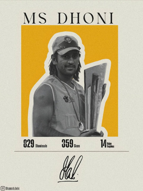 Vintage MS Dhoni Trophy Poster