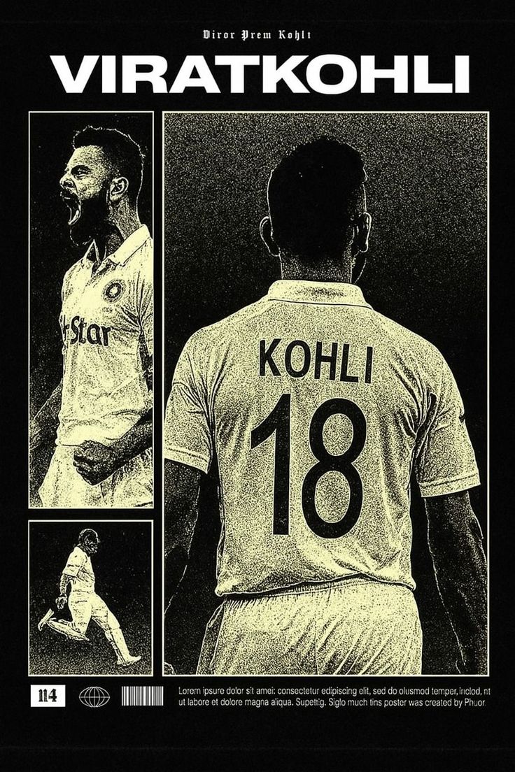 Virat Kohli – “18” Monochrome Poster