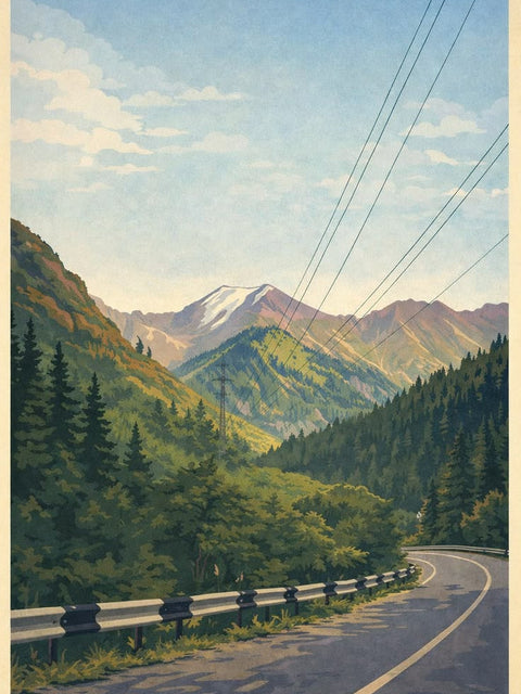 Vintage Road Mountain Poster