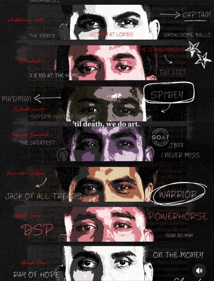 Indian Cricket Legends Face Poster