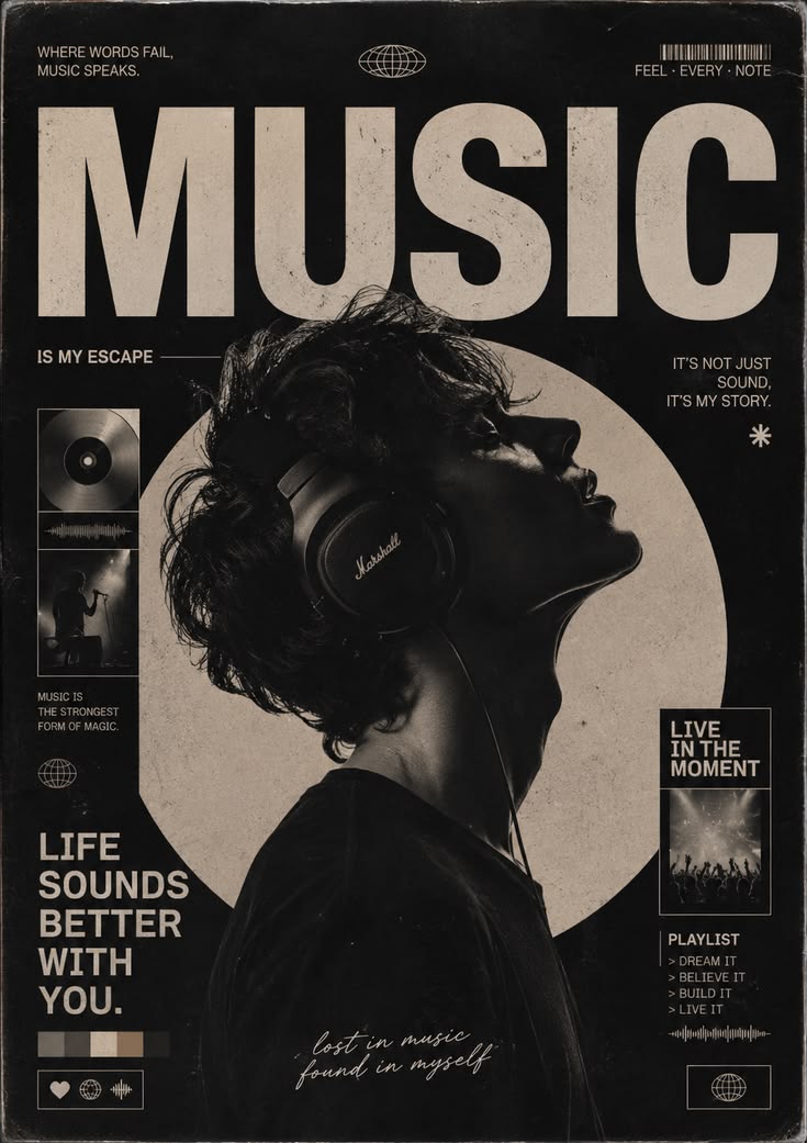 Music Is My Escape – Emotional Sound Poster