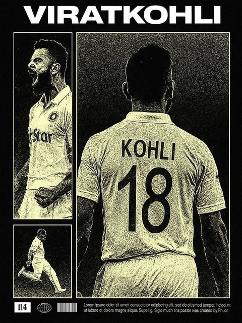 Virat Kohli – “18” Monochrome Poster