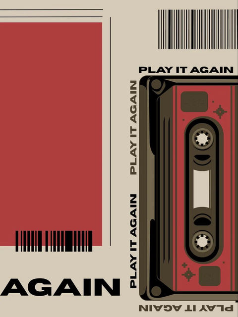 Play It Again – Retro Cassette Poster