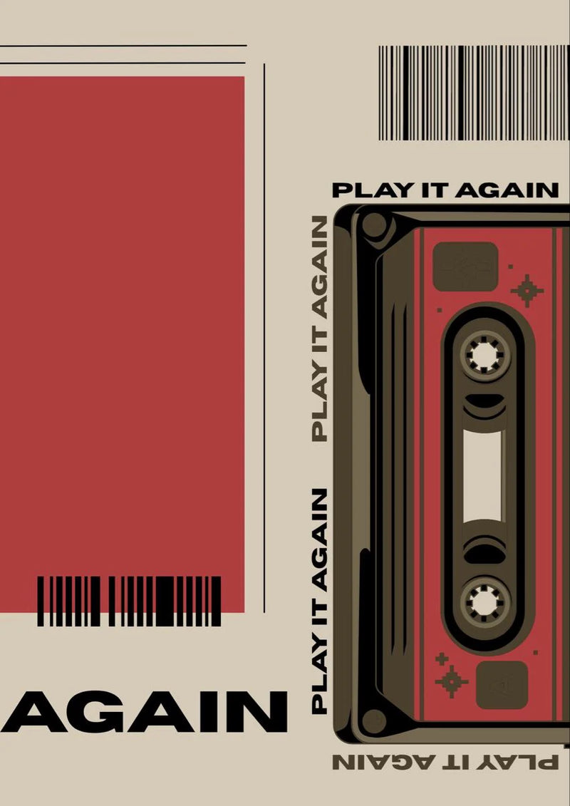 Play It Again – Retro Cassette Poster
