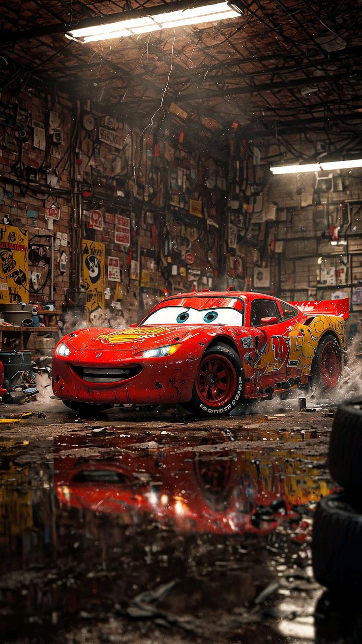 Lightning McQueen Garage Poster
