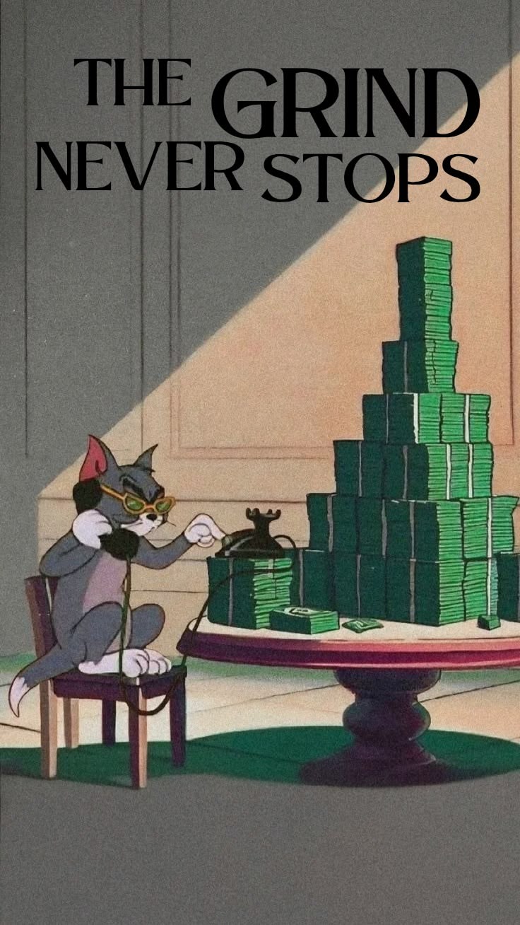 The Grind Never Stops – Hustle Cartoon Poster